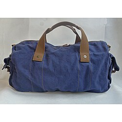 'Voyage' 20-inch Blue Washed Cotton Canvas Duffel Bag