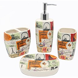  'Paris Cafe' Ceramic 4-piece Bath Accessory Set