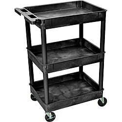 Luxor Black 3 Tub Shelf Utility Cart