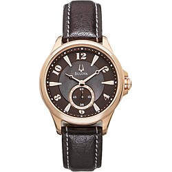Bulova 97L113 Womans Adventurer Rose Gold Tone Watch with Leather Strap