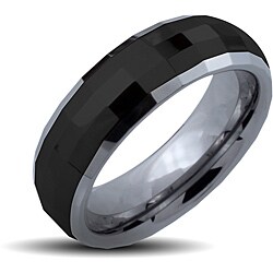 Men's Tungsten Carbide Multi-square Faceted Two-tone Ring (8 mm)