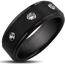 Tungsten Carbide Black Triple Cubic Zirconia Ring