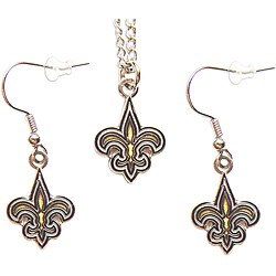 New Orleans Saints Necklace and Dangle Earring Charm Set