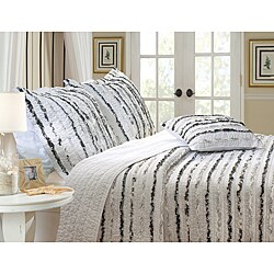 Midnight Ruffle Quilted King-size Pillow Shams (Set of 2)