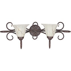 Two-Light Rubbed Bronze Scroll Iron Light