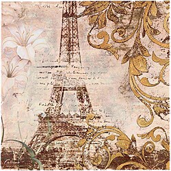Fabrice de Villeneuve's 'Paris in Gold' Giclee Canvas Art