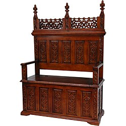 Ornate Carved Church Pew-Style Bench (China)