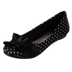 Fergie Women's 'Alana' Black Silver Dot Bow-embellished Flats