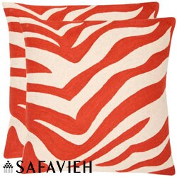 Stripes 18-inch Embroidered Orange Decorative Pillows (Set of 2)