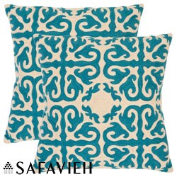 Morrocan 22-inch Embroidered Blue Decorative Pillows (Set of 2)
