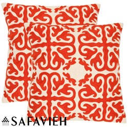 Morrocan 22-inch Embroidered Orange Decorative Pillows (Set of 2)