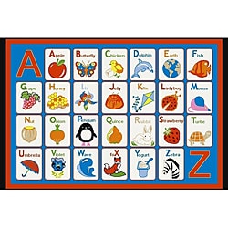 ABC to Z Blue Kid's Rug (4'5 x 6'1)