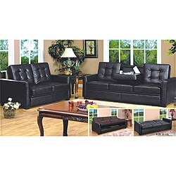Faux Leather Sleeper Sofa Set