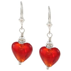 Charming Life Sterling Silver Red Glass and Crystal Earrings