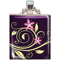 Jesses Janes 'Tranquil Floral' Game Tile Pendant