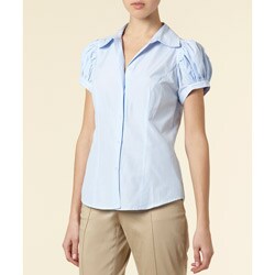 Apart Women's Light Blue Oxford Button-Up Blouse