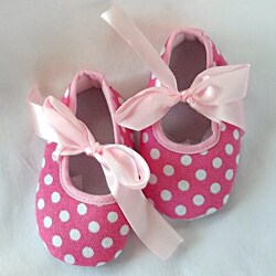 Just Girls Pink Polka Dot Crib Shoes