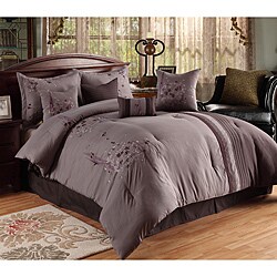 Arabesque Plum/ Grey Oversized 8-piece Comforter Set