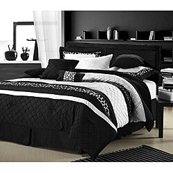 Cheetah Black/ White Oversized 8-piece Comforter Set