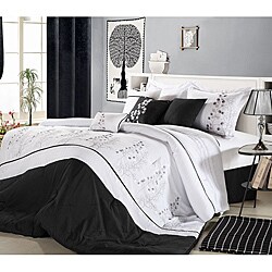 Poppy Flower Black Oversized 8-piece Comforter Set