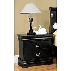 Enitial Lab Laurelle Solid Wood 2-Drawer Black Nightstand