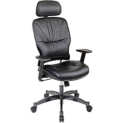 Office Star Leather Managers Chair with 2-Way Adjustable Headrest