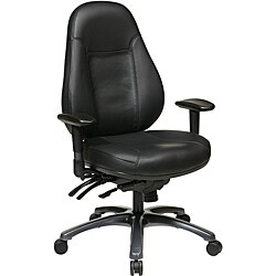 Office Star Black Eco Leather Multi-function Mid-back Chair