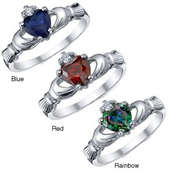 Sterling Silver Cubic Zirconia Heart Claddagh Ring