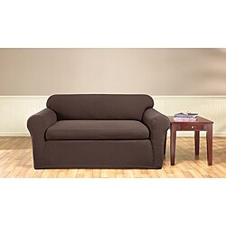 Sure Fit Coffee Stretch Honeycomb 2-Piece Loveseat Slipcover