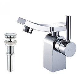 Kraus Unicus Single Lever Basin Faucet and Pop Up Drain with Overflow Chrome