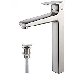 Kraus Virtus Single Lever Vessel Faucet with Pop Up Drain Brushed Nickel