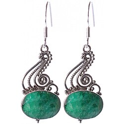 Emerald Sterling Silver Earrings (India)