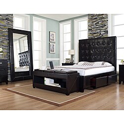 Malibu-X Chocolate Bonded Leather Queen-size Storage Bed