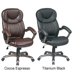 Office Star Executive Eco Leather Chair with Padded Arms and Coated Base