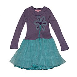Beetlejuice London Girls Stripe Big Flower Applique Dress 