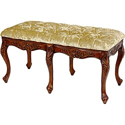 Gold Crushed Velvet 'Queen Anne' Parlor Bench (China)