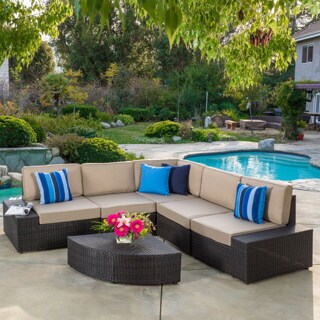Santa Cruz Outdoor Brown PE Wicker Sofa Set