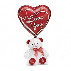 'Just for You!' Valentine Teddy Bear and Balloon