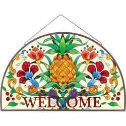 Joan Baker Hand-painted Welcome Pineapple Framed Art Panel