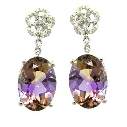 D'sire 10k Gold Ametrine and 1/6ct TDW Diamond Earrings (H-I, VS1-VS2)