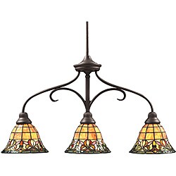 Aztec Lighting Tiffany-style 3-light Bronze Island Light