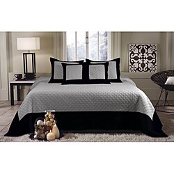 Brentwood 3-piece Gray/ Black Quilted Queen-size Bedspread Set