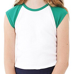Youth Baby Rib Cap Sleeve Raglan White/Kelly Green