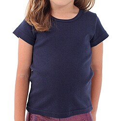 American Apparel Kid's Navy Blue Cap-sleeve Baby Rib Cotton Tee
