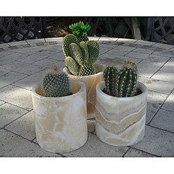 Set of 3 Alabaster Planting Pots (Egypt)