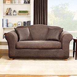Stretch Leather 2-Piece Loveseat Slipcover