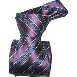 Dmitry Men's Italian Purple Stripe Silk Tie