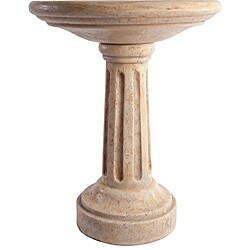 SomerTile Mediterranean Stoneware Rimini Cream 22-inch Birdbath