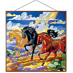 Joan Baker Hand-painted 'Three Horses' Art Panel