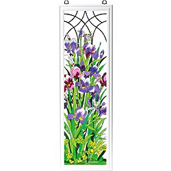 Hand-painted 'Iris Trellis' Art Wood Frame Panel